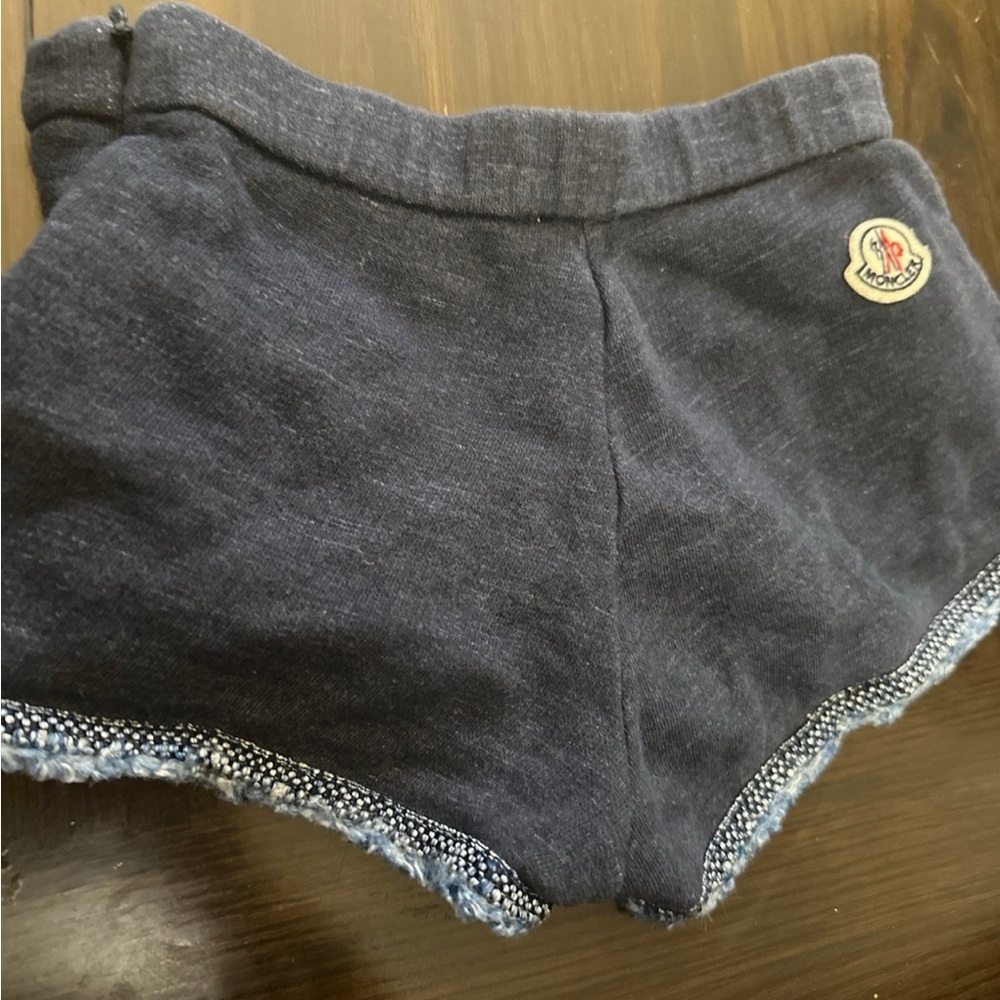 Moncler Girls denim shorts with back logo